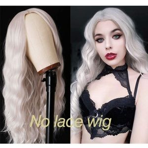 White Non Lace Loose Wave Curly Wig